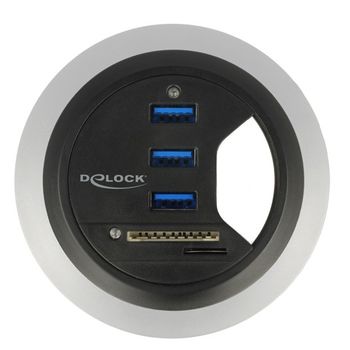 Product image of the product “DELOCK USB-HUB 3-Port USB3.0 + 2xCard Reader Tischeinbau ”