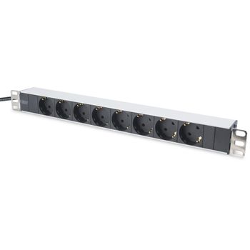 Product image of the product “Digitus aluminum outlet strip, 8 safety outlets, 2 m supply safety plug ”