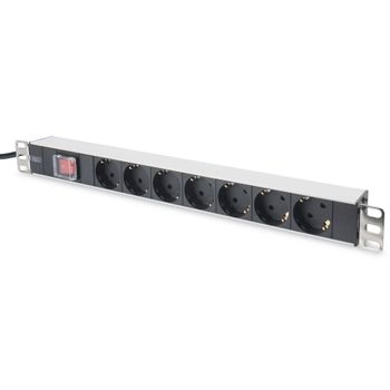 Product image of the product “Digitus power strip with Aluminiumprofil and Schalter, 7-fach Schutzkontaktsteckdose, 2 m Zuleitung Schutzkontaktplug ”