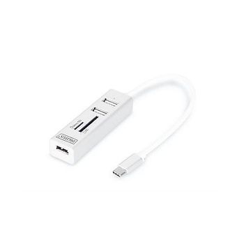 Artikelbild des Artikels “Digitus DA-70243 USB-Hub 3 Port USB-A, SD, microSD USB 2.0 480MBit/s mit USB-C® Stecker, mit Aluminiumgehäuse, mit OTG-Funktion “