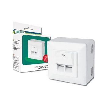 Product image of the product “Digitus CAT 6 Anschlussdose, geschirmt 2x RJ45, 8P8C, LSA, Rein white, Aufputz ”