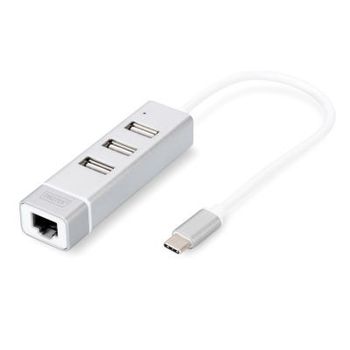 Artikelbild des Artikels “Digitus USB Typ-C™ 3-Port Hub + Fast Ethernet LAN-Adapter “