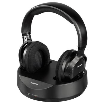 Product image of the product “Thomson WHP3001BK Wireless Headphones with Charging Station (Over-Ear Headphones for TV/TV Wireless Headphones with a range of 100 m, 863 Mhz, PLL system) - Black  ”