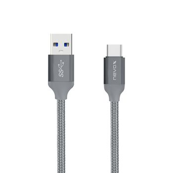 Artikelbild des Artikels “nevox Type C USB zu USB 3.0 Kabel Nylon geflochten 1M - silbergrau “