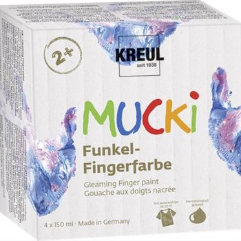 Product image of the product “KREUL MUCKI washable finger paint Blue, Gold, Rose, Silver ”