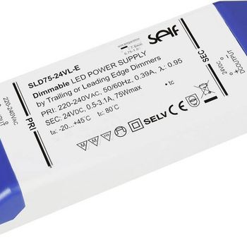 Product image of the product “Self Electronics SLD75-12VL-E LED-Trafo Konstantspannung 75W 1 - 6.25A 12 V/DC dimmbar, Möbelzulassung, Überlastschutz 1 pc(s) ”