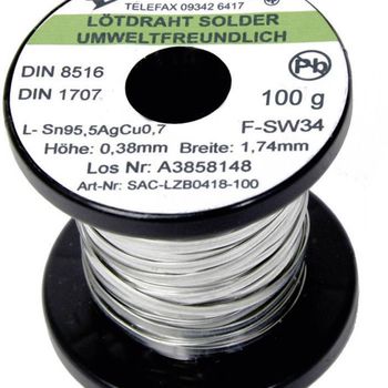 Product image of the product “Edsyn SAC-LZB 0418 Lötzinn, bleifrei Spule Sn95,5AgCu0,7 100g 1.74mm ”