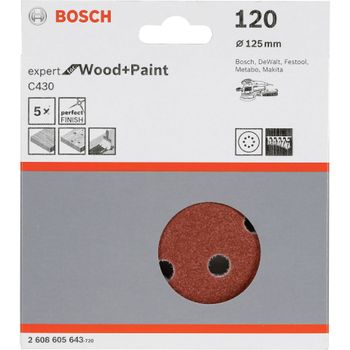 Artikelbild des Artikels “Bosch Schleifblatt C 430 D125MM Holz Körnung 120 5 St. “