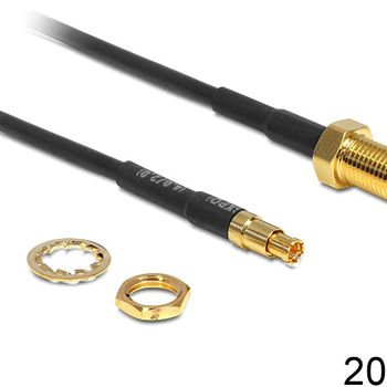 Product image of the product “DeLOCK 88483 coaxial cable RG-174 0.2 m RP-SMA TS-9 Black ”