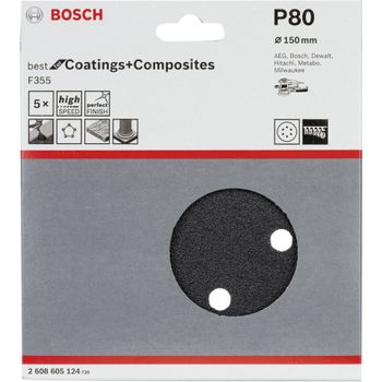 Artikelbild des Artikels “Bosch Accessories Best for Stone 2608605124 Exzenterschleifpapier mit Klett, gelocht Körnung (num) 80 (Ø) 150mm 5St. “