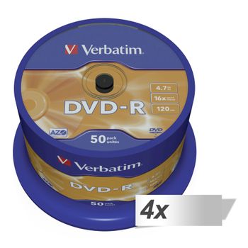 Product image of the product “4x50 Verbatim DVD-R 4,7GB 16x Speed, matt silver ”