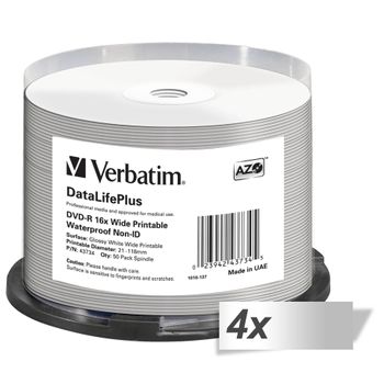 Product image of the product “4x50 Verbatim DVD-R 4,7GB 16x Wide glossy waterproof print ”
