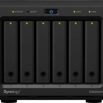 Product image of the product “Synology DiskStation DS620SLIM NAS/storage server Desktop Intel® Celeron® J3355 2 GB DDR3L 0 TB DiskStation Manager Black ”