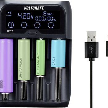 Immagine del prodotto “VOLTCRAFT IPC-2 Rundzellen-Ladegerät NiMH, NiCd, LiIon, LiFePO Mini (AAAA), Micro (AAA), Mignon (AA), Baby (C), Sub-C, A, 10440 ”