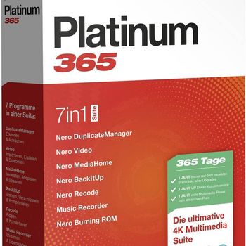 Product image of the product “Nero Platinum 365 1 license(s) Electronic License Delivery (ELD) Multilingual 1 year(s) 12 month(s) ”