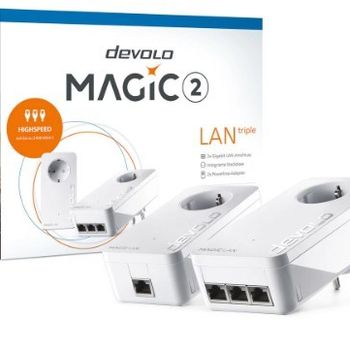 Immagine del prodotto “Devolo Magic 2 LAN triple Starter Kit 2400 Mbit/s Collegamento ethernet LAN Bianco 2 pz ”