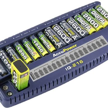 Immagine del prodotto “AccuPower IQ216 Rundzellen-Ladegerät NiCd, NiMH Micro (AAA), Mignon (AA), 9V Block ”