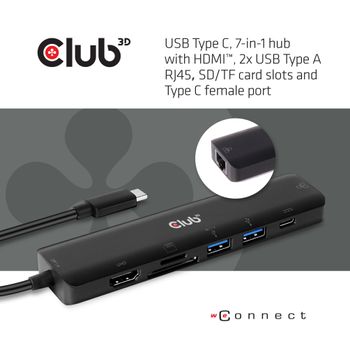 Immagine del prodotto “CLUB3D CSV-1592 replicatore di porte e docking station per laptop USB 3.2 Gen 1 (3.1 Gen 1) Type-C Nero ”