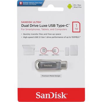 Product image of the product “SanDisk Ultra Dual Drive Luxe USB flash drive 1 TB USB Type-A / USB Type-C 3.2 Gen 1 (3.1 Gen 1) Stainless steel ”
