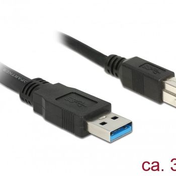 Image du produit “DeLOCK 85069 câble USB USB 3.2 Gen 1 (3.1 Gen 1) 3 m USB A USB B Noir ”