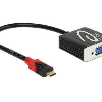 Image du produit “DeLOCK 62994 câble vidéo et adaptateur 0,2 m USB Type-C VGA (D-Sub) Noir ”