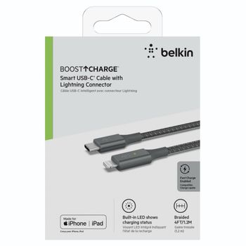 Artikelbild des Artikels “Belkin Smart LED Kabel grau 1,2m USB-C / Lightning   CAA006bt04GR “