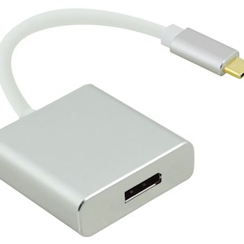 Product image of the product “helos adaptorcable, USB 3.1 Type-C™ plug/DisplayPort 1.2 Bu., PREMIUM, silver ”