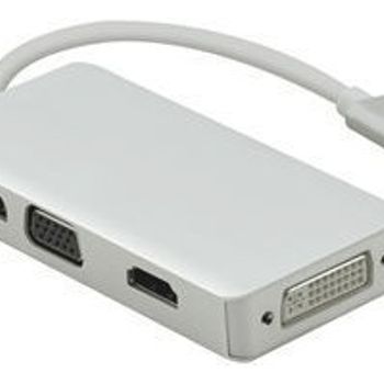 Product image of the product “helos HUB, USB 3.1 Type-C™ St./DP/HDMI/DVI/VGA Bu, PREMIUM 4K, silver ”