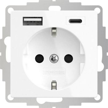 Product image of the product “2USB 2U-449511 1fach Schutzkontakt-Steckdose with USB-Ladeausgang, erhöhter Berührungsschutz, VDE IP20 Rein white (RAL 9010) ”