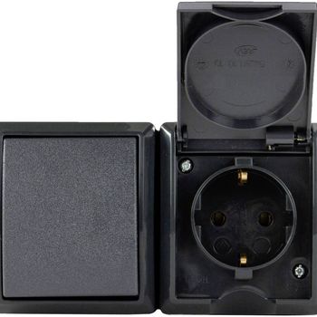 Product image of the product “REV 0007861900 Aufputz-Steckdose with Schalter IP44 anthracite ”