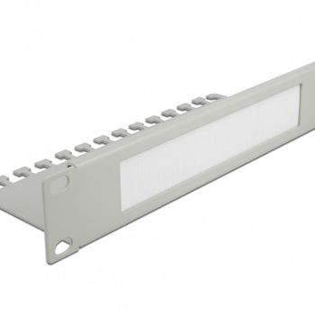 Product image of the product “DeLOCK 10″ Cable Management Brush Strip with Cable Support Plate 1U grey ”