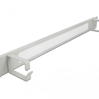 Product image of the product “DeLOCK 19″ Cable Management Brush Strip with 2 hooks 1U grey ”