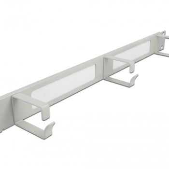 Product image of the product “DeLOCK 19″ Cable Management Brush Strip with 3 hooks 1U grey ”