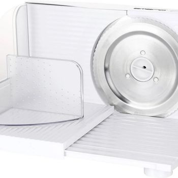 Product image of the product “Emerio MS-125000, all-purpose slicer, stainless steel blade unit produced in Germany, adjustable 0-17 mm, BPA-free, space-saving foldable, with safety switch, Eco 100 Watt  - white ”