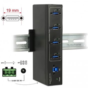 Product image of the product “DeLOCK 63309 interface hub USB 3.2 Gen 1 (3.1 Gen 1) Type-B 5000 Mbit/s Black ”