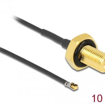 Product image of the product “DeLOCK 12655 coaxial cable 0.1 m RP-SMA MHF 4L LK Black ”
