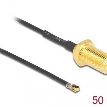 Product image of the product “DeLOCK 12660 coaxial cable 0.5 m RP-SMA MHF 4L LK Black ”
