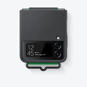 Artikelbild des Artikels “Samsung Galaxy Z Flip4 Silicone Cover mit Halteband, Schwarz “