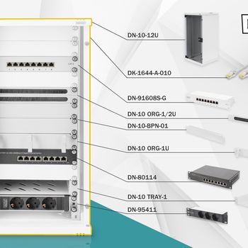 Digitus Network Set - 254 mm (10") - 12U, 312 x 300 mm (W xD) 