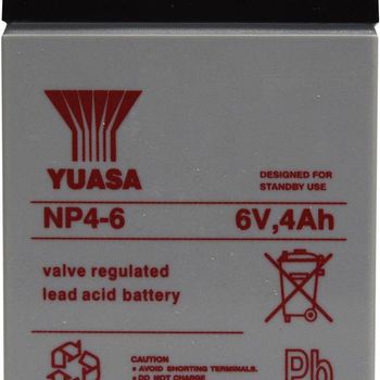 Artikelbild des Artikels “Yuasa NP4-6 NP4-6 Bleiakku 6V 4Ah Blei-Vlies (AGM) (B x H x T) 70 x 106 x 47mm Flachstecker 4.8mm Wartungsfrei “