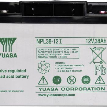 Artikelbild des Artikels “Yuasa NPL38-12 YUANPL38/12 Bleiakku 12V 38Ah Blei-Vlies (AGM) (B x H x T) 197 x 170 x 165mm M5-Schraubanschluss Wartungsfrei “