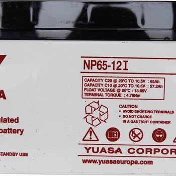 Artikelbild des Artikels “Yuasa NP65-12 NP65-12 Bleiakku 12V 65Ah Blei-Vlies (AGM) (B x H x T) 350 x 174 x 166mm M6-Schraubanschluss Wartungsfrei “