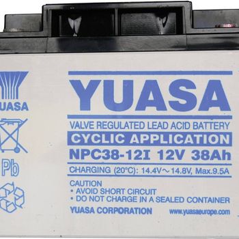Artikelbild des Artikels “Yuasa NPC38-12 NPC38-12 Bleiakku 12V 38Ah Blei-Vlies (AGM) (B x H x T) 197 x 170 x 165mm M5-Schraubanschluss Wartungsfrei “