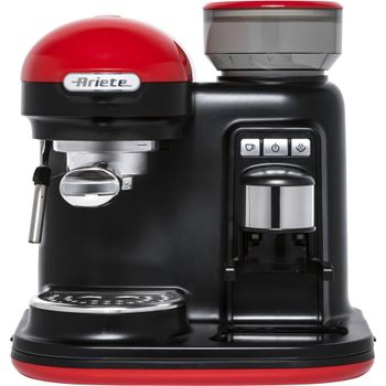 Immagine del prodotto “Ariete 1318 Macchina da Caffè con Macinacaffè - 1 filtro - Montalatte - 15 bar - 1080 Watt - 0,8 Litri - Linea Moderna - Rosso ”