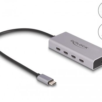 Product image of the product “DeLOCK USB 10 Gbps USB Type-C Hub with 4 x USB Type-C female + 1 x USB Type-C PD 85 Watt with 30 cm connection cable ”
