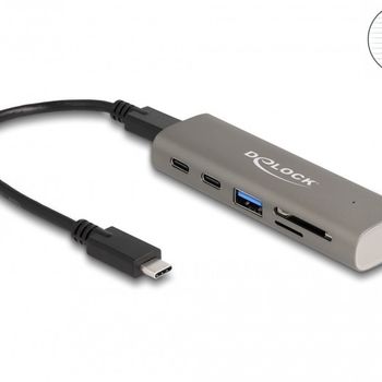 Product image of the product “DeLOCK 3 Port USB 10 Gbps Hub including SD and Micro SD Card Reader with USB Type-C connector ”