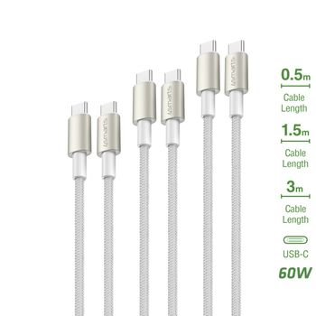 Artikelbild des Artikels “4smarts USB-C auf USB-C Kabel PremiumCord 60W 3erSet weiß/silb “