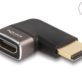 Artikelbild des Artikels “Delock HDMI Adapter Stecker zu Buchse 90° links gewinkelt 8K 60 Hz grau Metall “