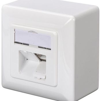 Product image of the product “Digitus CAT 5e Modulare Anschlussdose, geschirmt, 2x RJ45 8P8C, LSA, Rein white, Aufputz ”