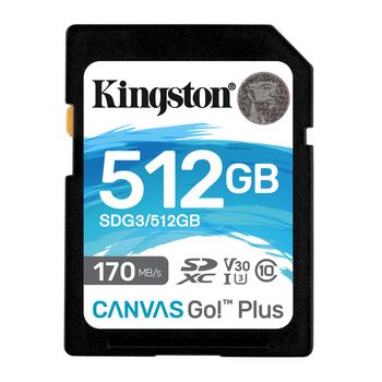 Image du produit “Kingston Technology Canvas Go! Plus Carte SDXC Canvas Go Plus 170R C10 UHS-I U3 V30 de 512 Go ”